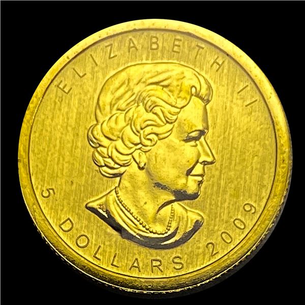 2009 1/10oz Gold Canadian Maple Leaf $5  SUPERB GEM BU