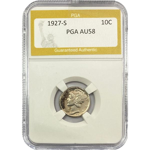 1927-S Mercury Silver Dime PGA AU58
