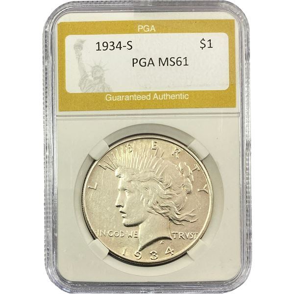 1934-S Silver Peace Dollar PGA MS61
