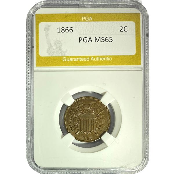 1866 Two Cent Piece PGA MS65