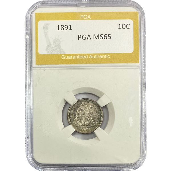 1891 Seated Liberty Dime PGA MS65