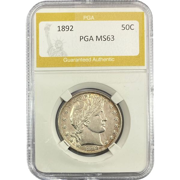 1892 Barber Half Dollar PGA MS63