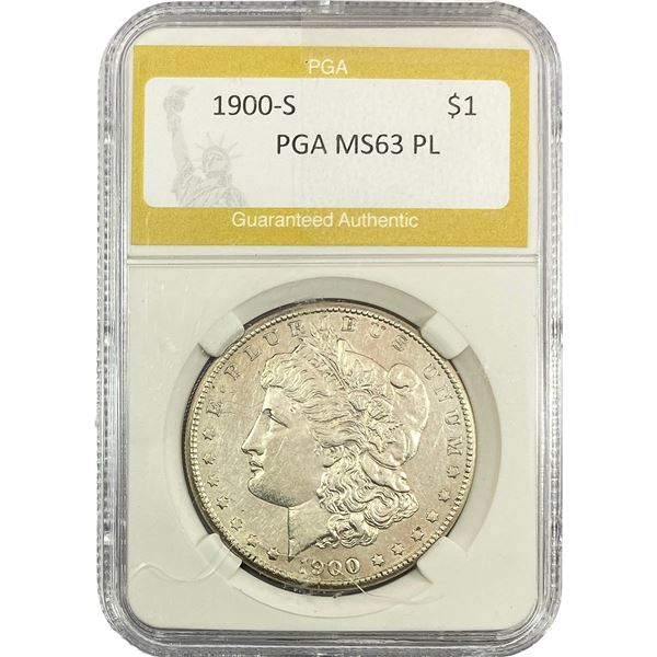 1900-S Morgan Silver Dollar PGA MS63 PL