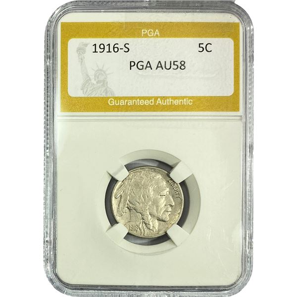 1916-S Buffalo Nickel PGA AU58
