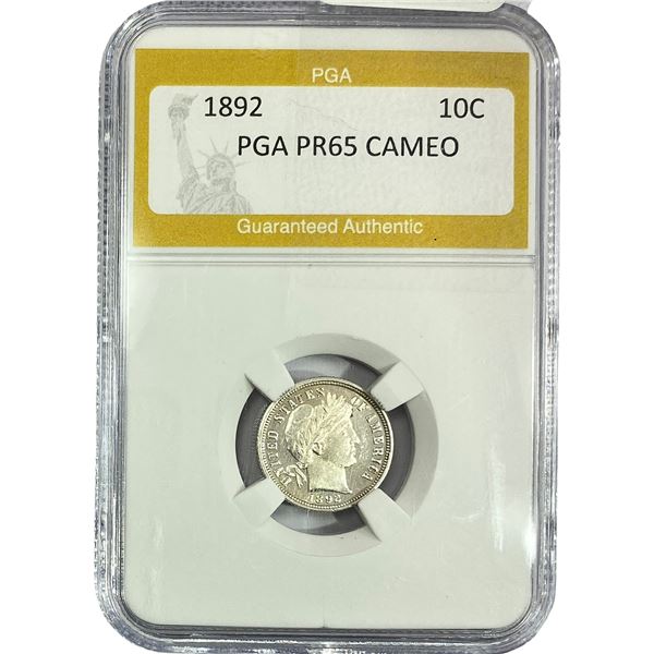 1892 Barber Dime PGA PR65 Cameo