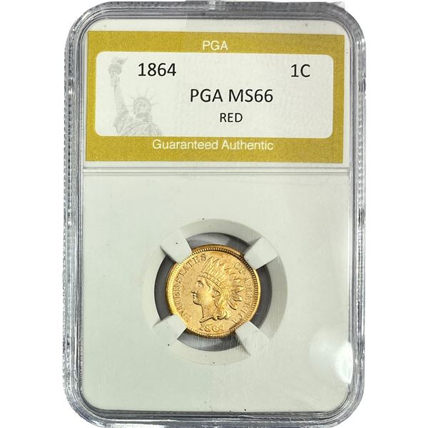 1864 Indian Head Cent PGA MS66 Red