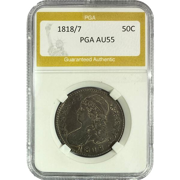 1818/7 Capped Bust Half Dollar PGA AU55