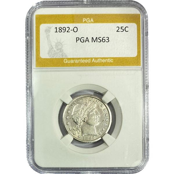 1892-O Barber Quarter PGA MS63