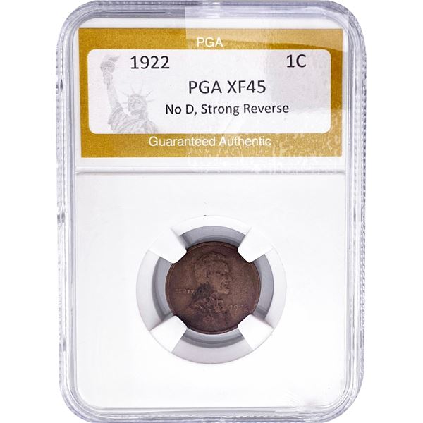 1922 Wheat Cent PGA XF45 No D, Strong Reverse