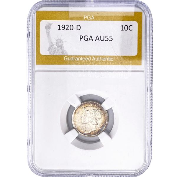 1920-D Mercury Silver Dime PGA AU55