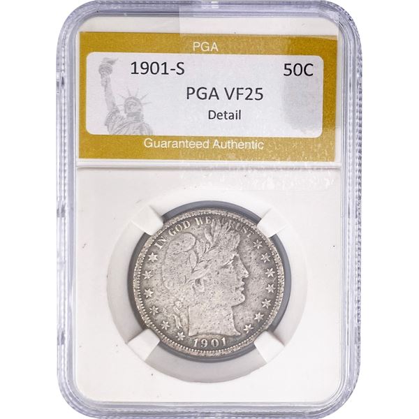1901-S Barber Half Dollar PGA VF25 Detail