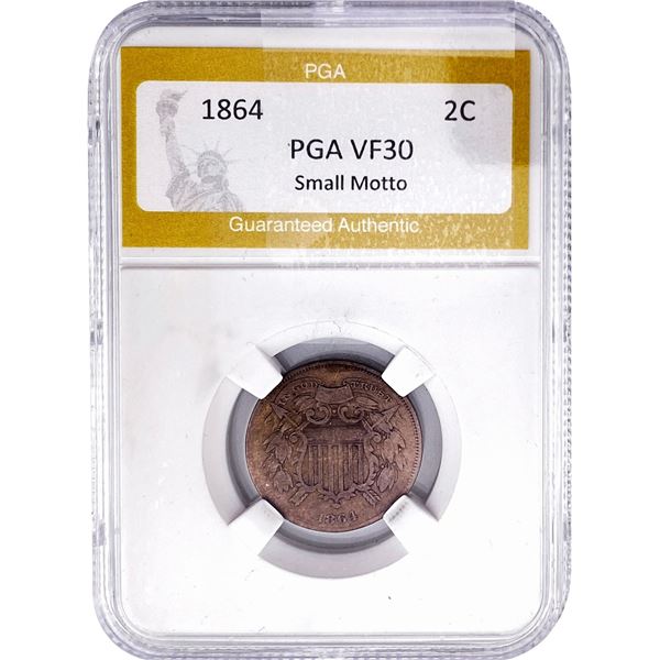 1864 Two Cent Piece PGA VF30 Small Motto