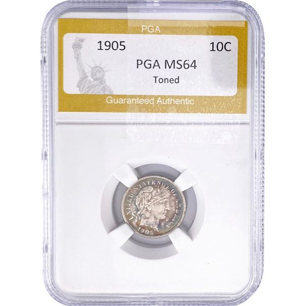 1905 Barber Dime PGA MS64 Toner
