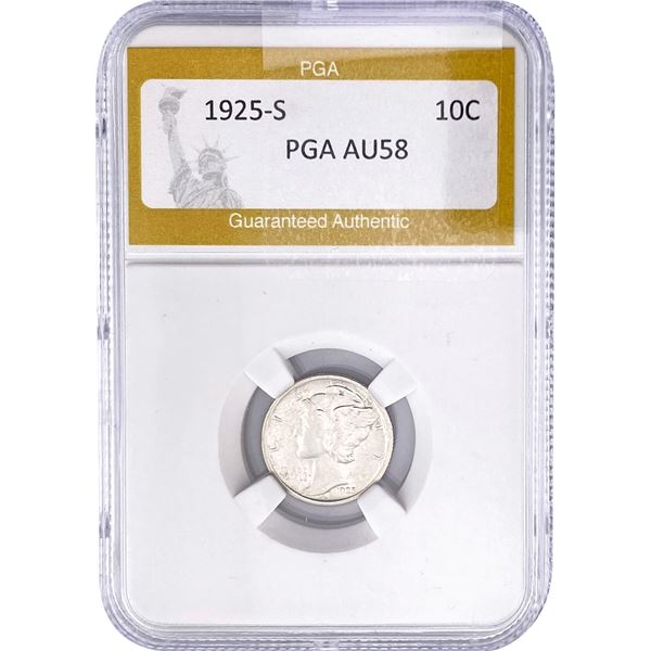 1925-S Mercury Silver Dime PGA AU58