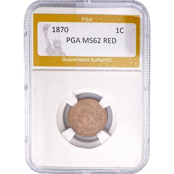 1870 Indian Head Cent PGA MS62 Red