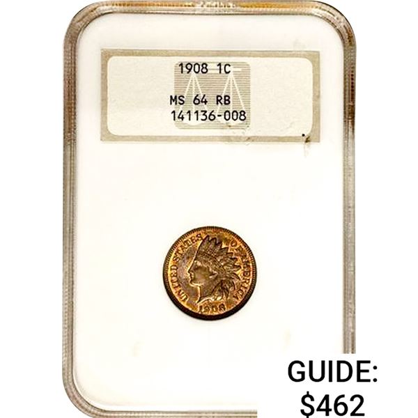 1908 Indian Head Cent NGC MS64
