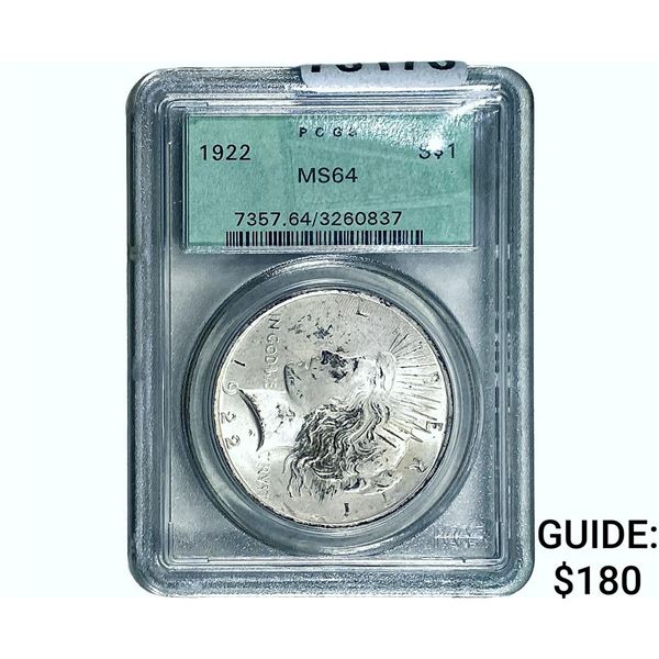 1922 Silver Peace Dollar PCGS MS64