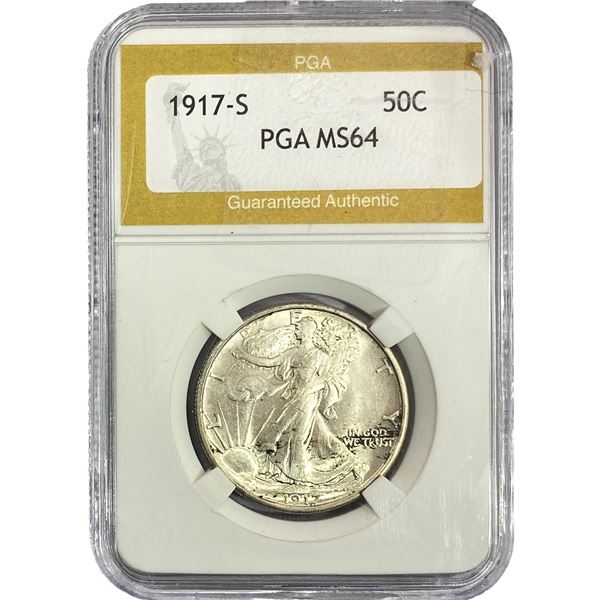 1917-S Walking Liberty Half Dollar PGA MS64