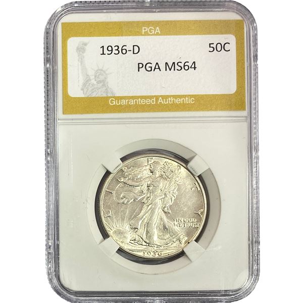 1936-D Walking Liberty Half Dollar PGA MS64