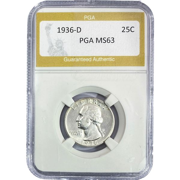 1936-D Washington Silver Quarter PGA MS63