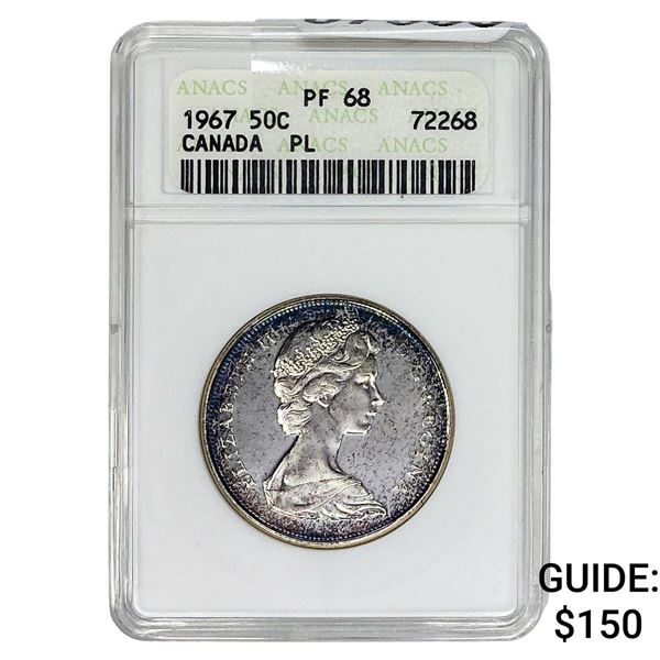 1967 Canada Elizabeth II SIlver 50 Cents ANACS PF68 PL