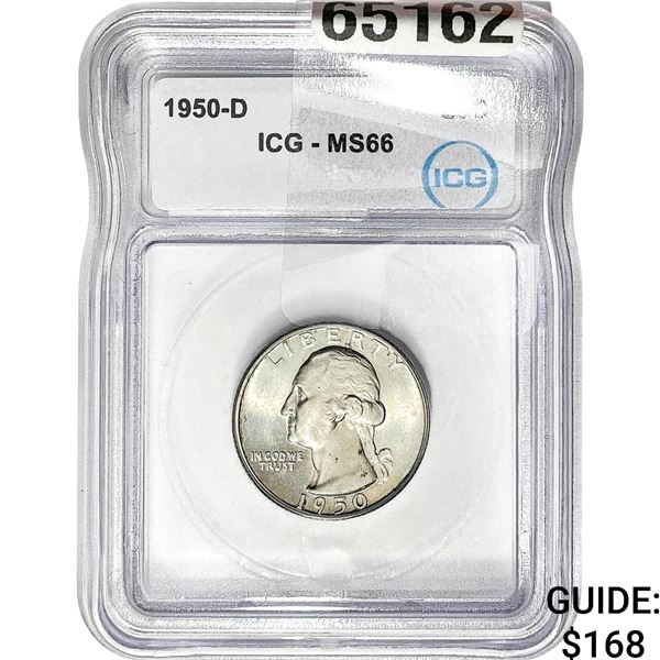 1950-D Washington Silver Quarter ICG MS66