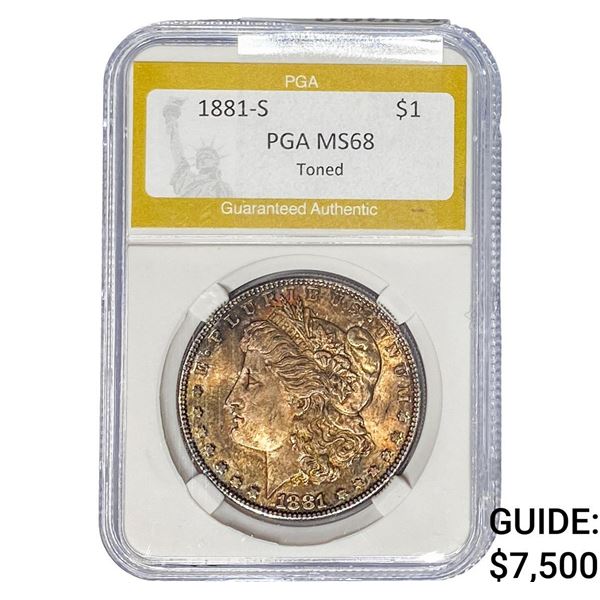 1881-S Morgan Silver Dollar PGA MS68 Toned