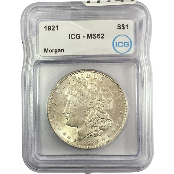 1921 Morgan Silver Dollar ICG MS62