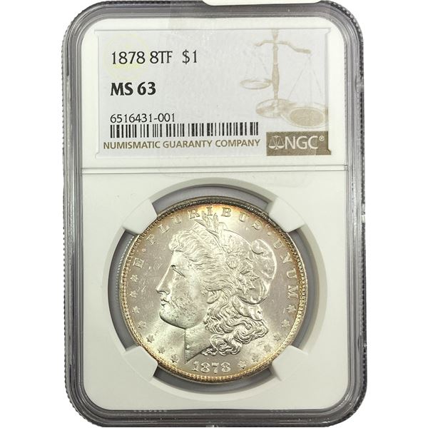 1878 8TF Morgan Silver Dollar NGC MS63