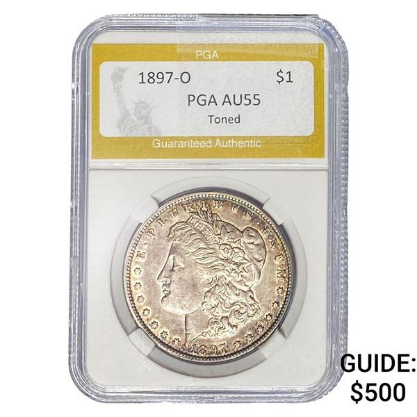 1897-O Morgan Silver Dollar PGA AU55 Toned