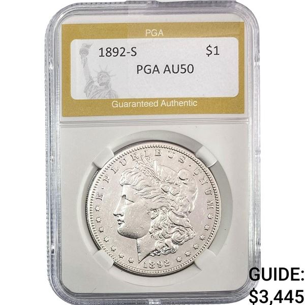 1892-S Morgan Silver Dollar PGA AU50