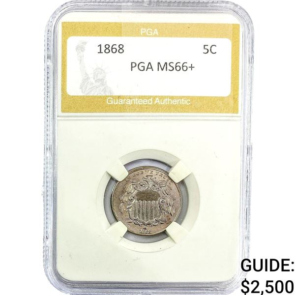 1868 Shield Nickel PGA MS66+
