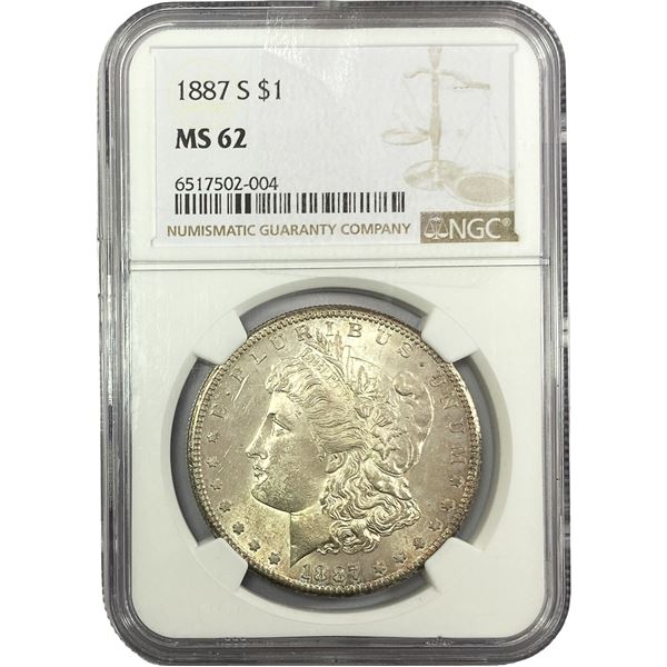 1887-S Morgan Silver Dollar NGC MS62