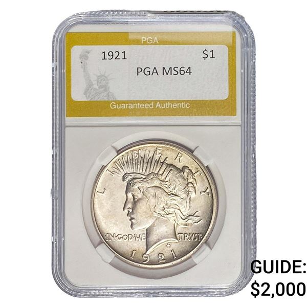 1921 Silver Peace Dollar PGA MS64