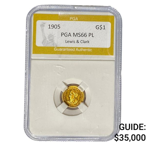 1905 Lewis & Clark Rare Gold Dollar PGA MS66 PL