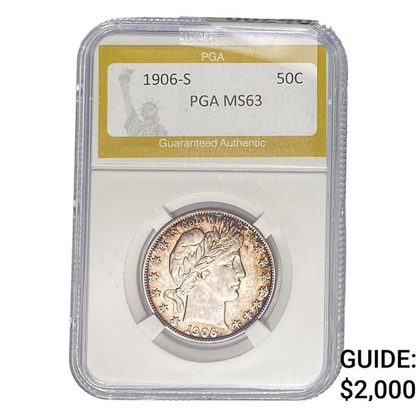 1906-S Barber Half Dollar PGA MS63