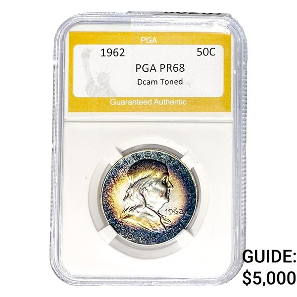 1962 Franklin Half Dollar PGA PR68 DCAM Toned