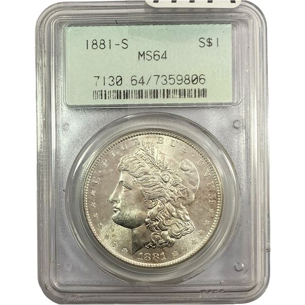 1881-S Morgan Silver Dollar PCGS MS64