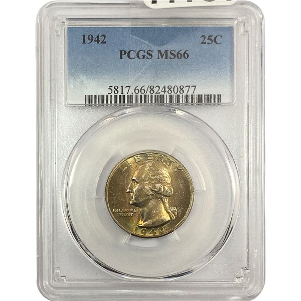 1942 Washington Silver Quarter PCGS MS66