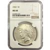 Image 1 : 1922 Silver Peace Dollar NGC MS60