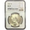 Image 1 : 1923 Silver Peace Dollar NGC MS63