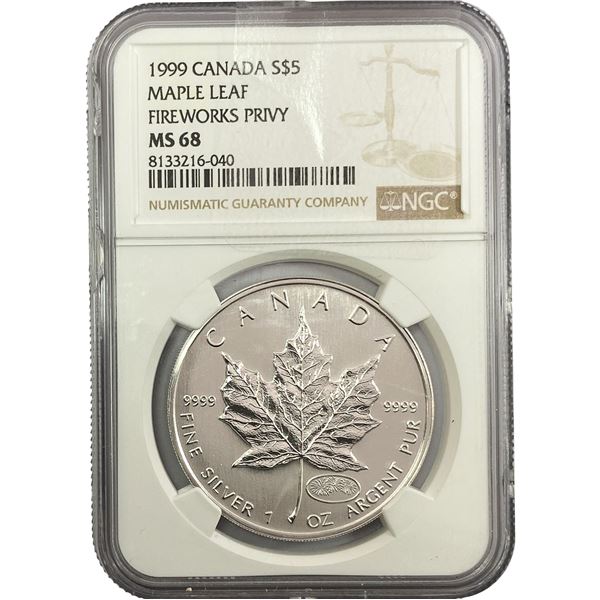 1999 S$5 Canada Maple Leaf NGC MS68