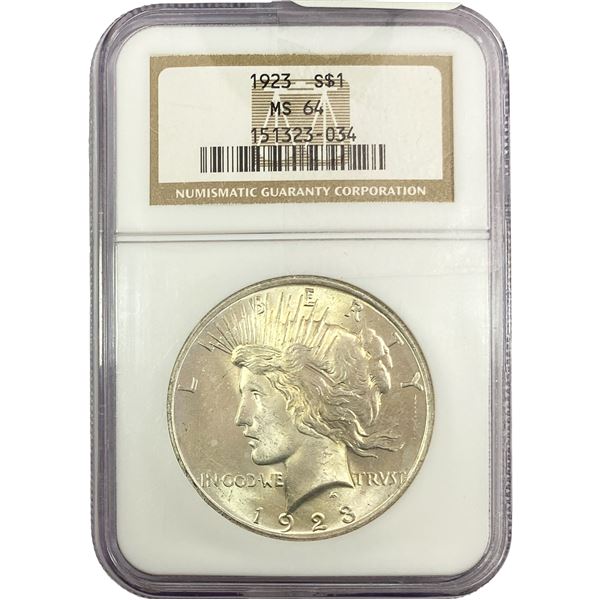 1923 Silver Peace Dollar NGC MS64