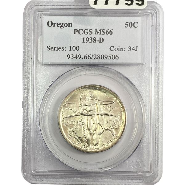 1938-D Oregon Trail Half Dollar PCGS MS66