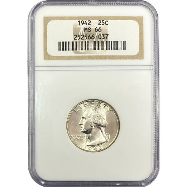 1942 Washington Silver Quarter NGC MS66