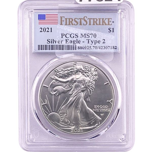2021 Silver Eagle PCGS MS70 Type 2