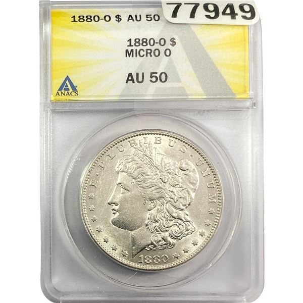 1880-O Morgan Silver Dollar ANACS AU50 MICRO O