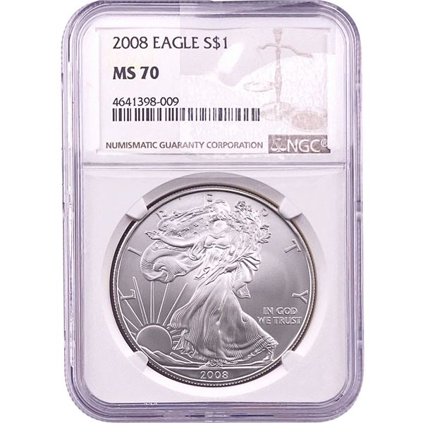 2008 Silver Eagle NGC MS70