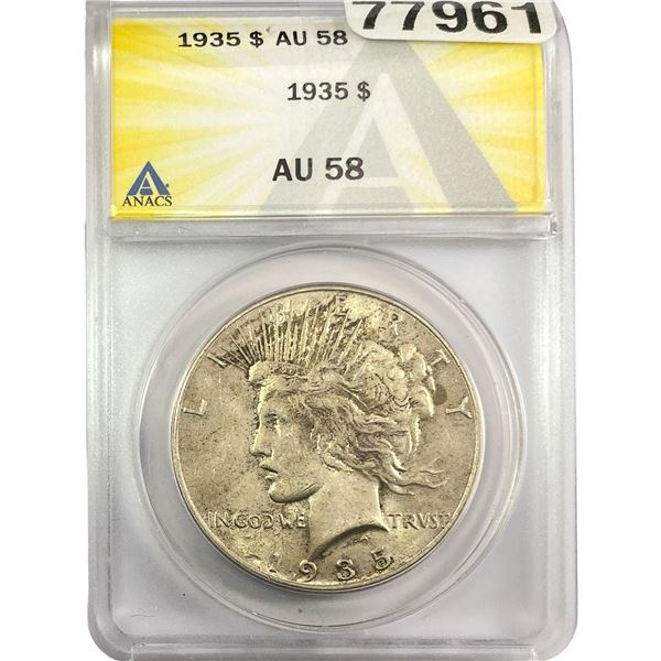 1935 Silver Peace Dollar ANACS AU58