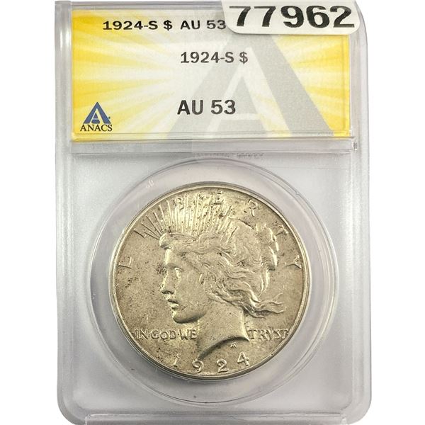 1924-S Silver Peace Dollar ANACS AU53